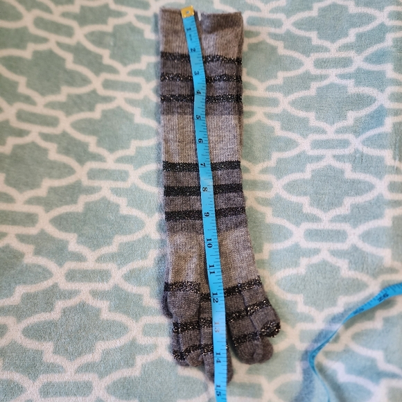 New LONG Cashmere Angora ANTHROPOLOGIE PORTOLANO Sweater Knit GLOVES Gray STRIPE - Picture 7 of 7